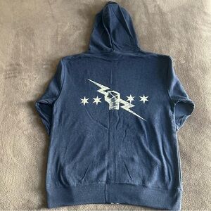 WWE CM Punk Zip-up Heathered French Terry Hoodie - Navy Blue